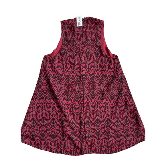 BB Dakota Red Black Trapeze Abstract Mock-neck‎ Shift Dress Size Medium - Picture 5 of 8